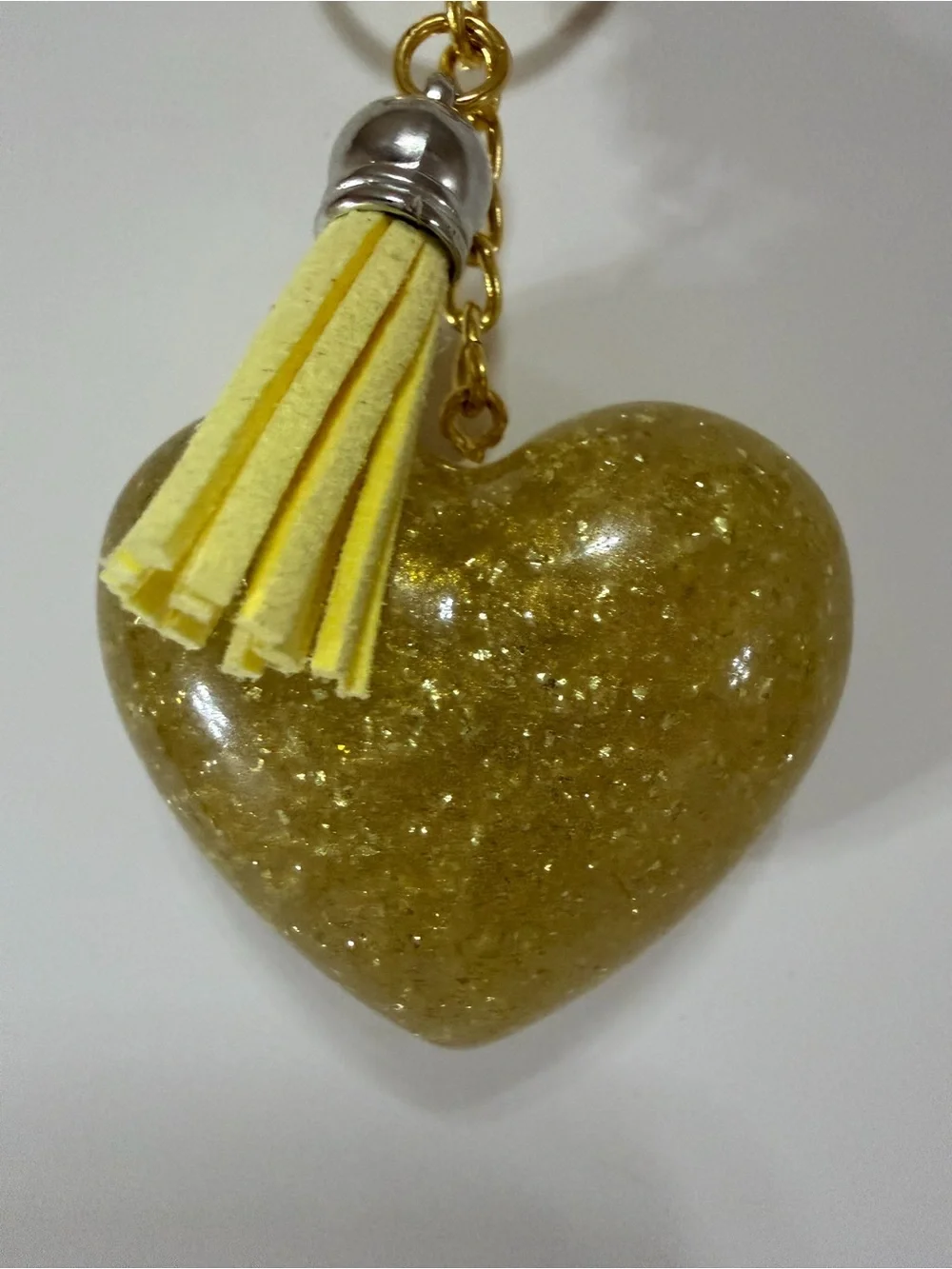 Shimmery Heart Keychain with Tassel